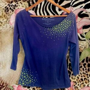 American Apparel Blue and green star print graphic tee